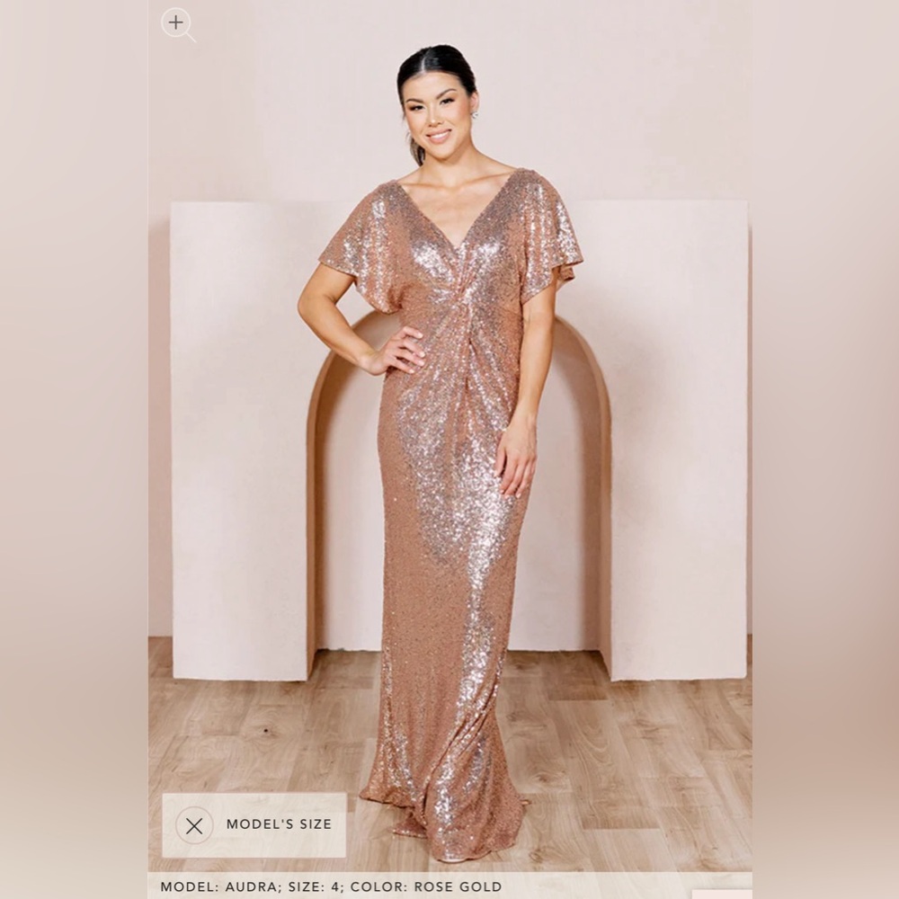 Gwen Sequin Dress Rose Gold Revelry